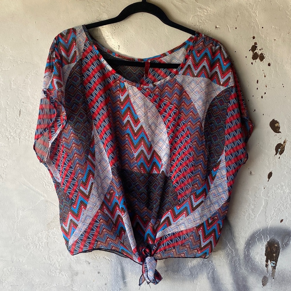 Topia Multicolor Geometric Blouse